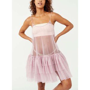 NWT Free People Push Send Mini Slip / Silverberry